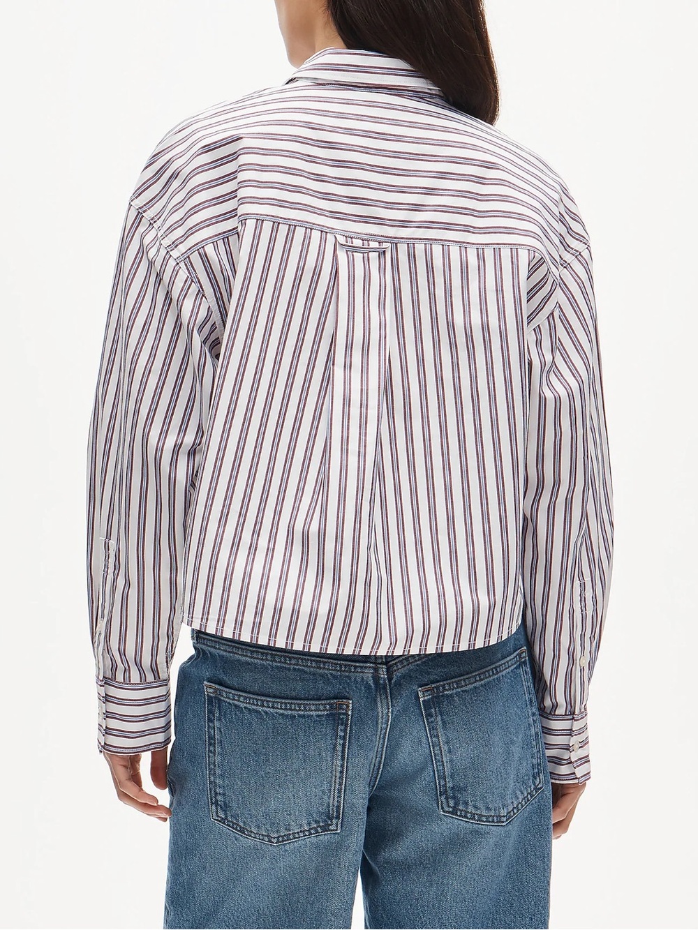 NWT J Crew Etienne Cropped Button Up Shirt in Striped Cotton Poplin - Picture 4 of 7